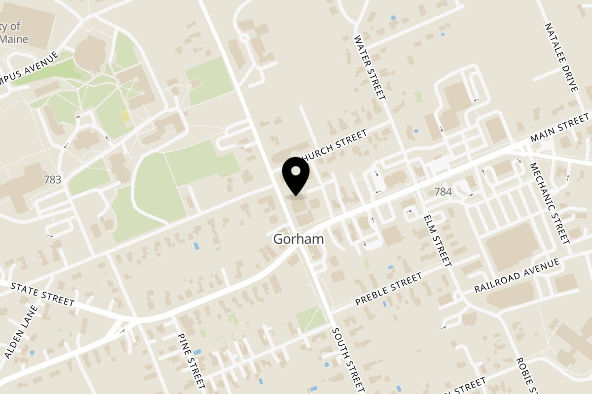 Map showing the location of Azul Tequila School on 29 School St in Gorham